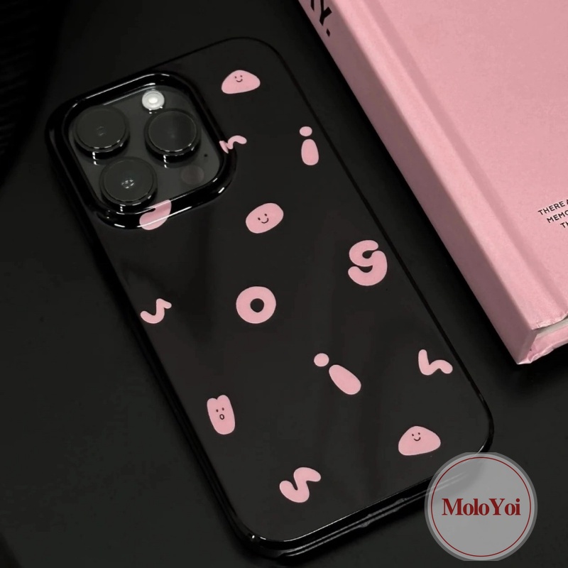 IPHONE Ins Simple Alphabet Letter Case Kompatibel Untuk Iphone7 8 Plus 11 13 14 12 Pro Max 7Plus XR X XS Max SE 2020 Smiley Lucu Glossy Halus Shockproof Lembut Tpu Penutup Belakang