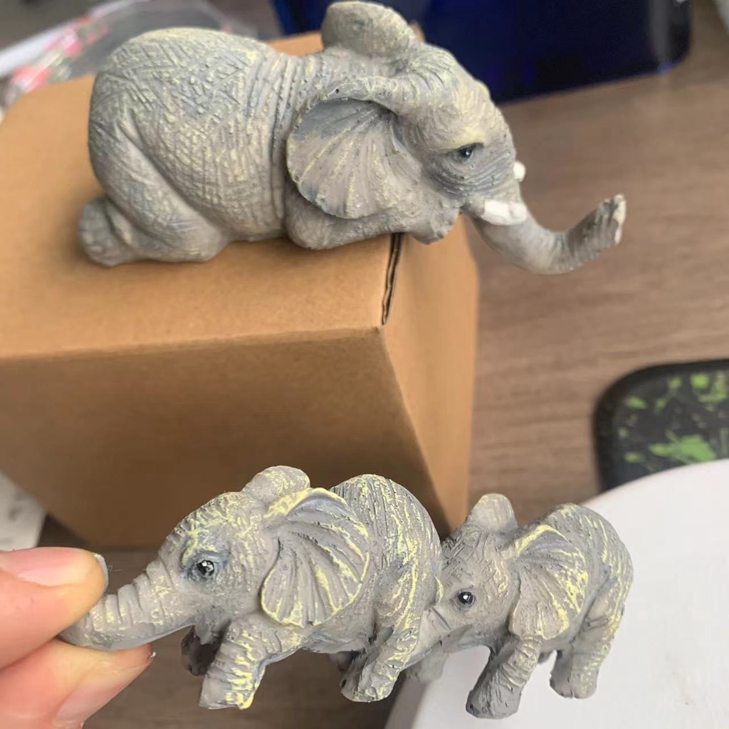 Ready Stock Resin Craft 3-piece Elephants Mother Gantung 2-Babies Figurine Dekorasi Ruang Tamu