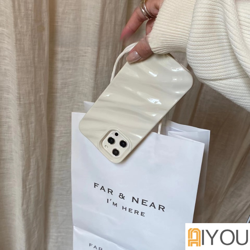 Mewah Warna Permen Kreatif Lipit Pola Gelombang Soft Case Silikon Kompatibel Untuk Iphone14 11 Pro Max12 13 14 Pro XR XS Max7Plus8 Plus Casing Shockproof