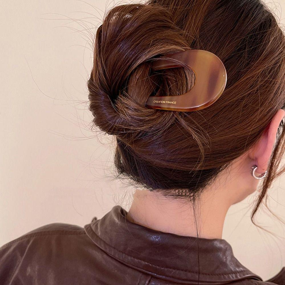 Needway Asetat Rambut Stik Manis Sederhana Dikepang Jepit Rambut Baru Bulang Temperamen Jepit Rambut Korea Klip Rambut Cina Garpu