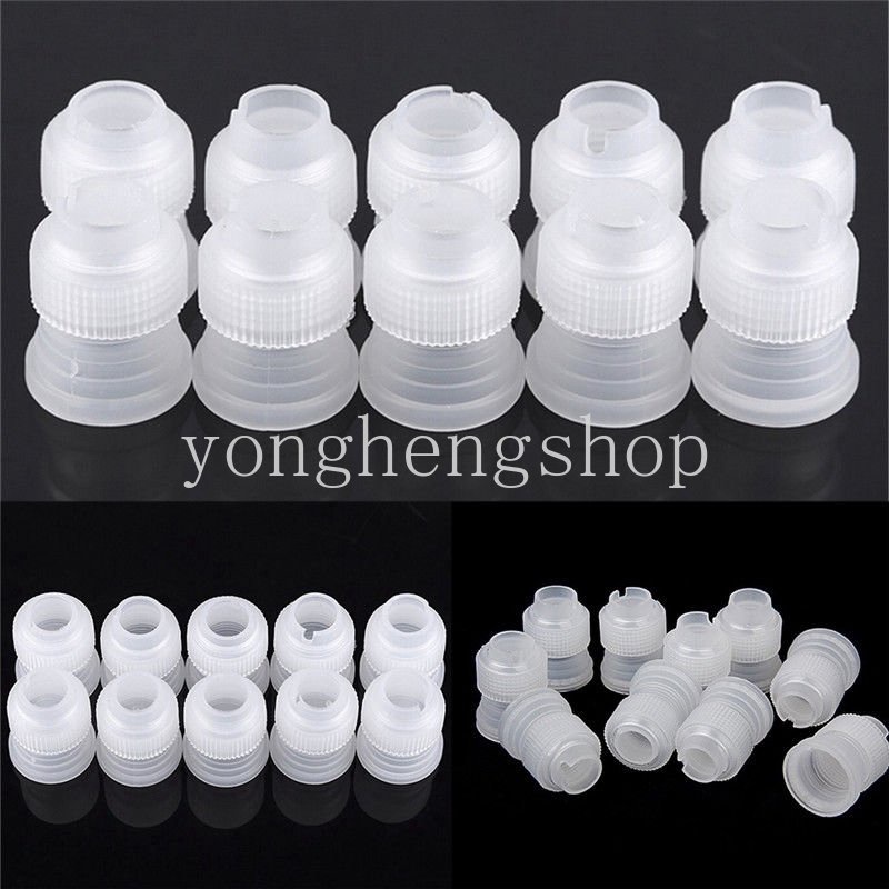 10pcs/set Konverter Mulut Dekorasi Plastik Icing Piping Tip Adaptor Kembang Gula Pastry Tips Konektor Nozzle Baking Kue Alat Dekorasi