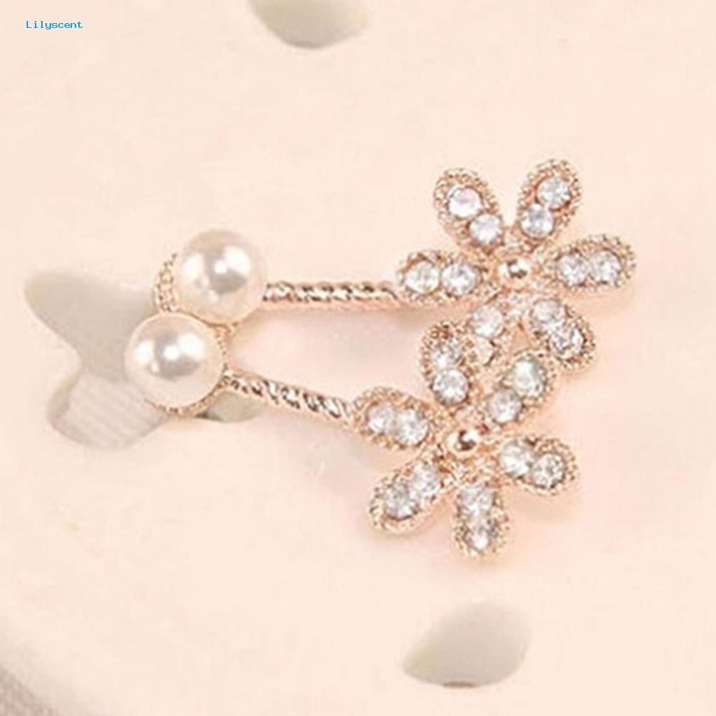 Anting Stud Bentuk Bunga Lilyscent Untuk Travel Flower Faux Pearl Stud Earrings Indah