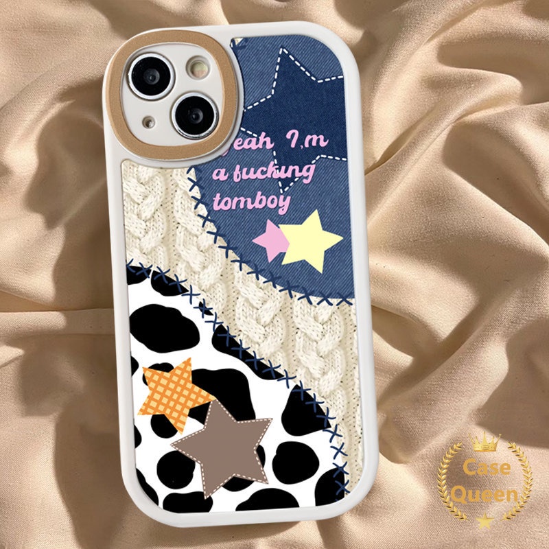 Soft Tpu Couple Back Phone Casing Infinix Hot 11 9 10s 11s 10T 10 Play Hot Note 10 Lite 8 Smart 5 6 Patch Leopard Print Cartoon Cute Cowboy Stars Denim Cover