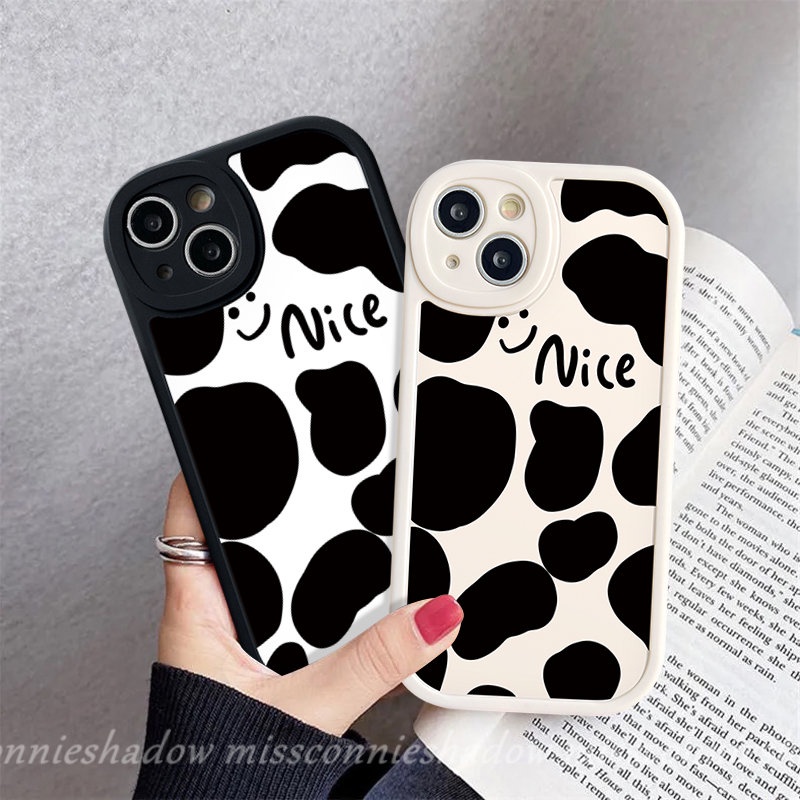 IPHONE Casing Ponsel Motif Susu Smiley Leopard Lucu Bagus Kompatibel Untuk Iphone11 Pro Max XR X 7plus7 8 6 6s Plus 14 13 12 Pro Max XS Max SE 2020 Soft Tpu Cover