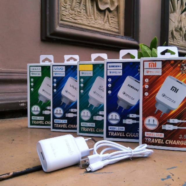 Charger Casan Branded S100 Micro USB 3.5A Real semua type oem