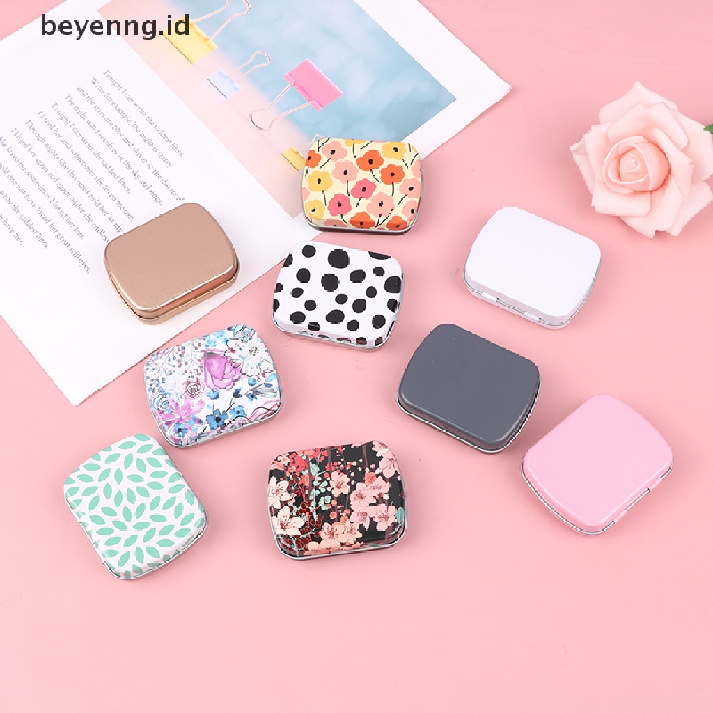 Beyen Small Empty Metal Tin Flip Storage Pill Box Case Organizer Untuk ID Kunci Permen