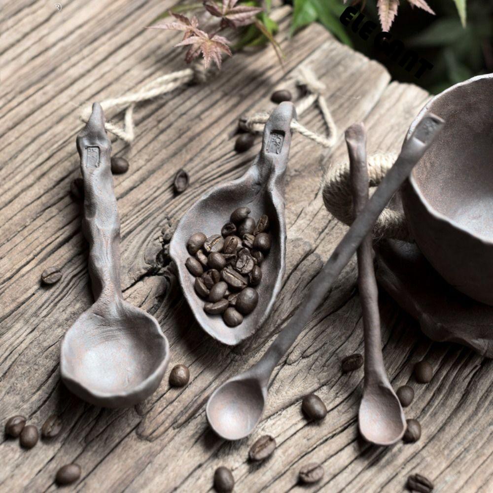 [Elegan] Sendok Kopi Aduk Keramik Retro Handmade Coffee Bean Scoop