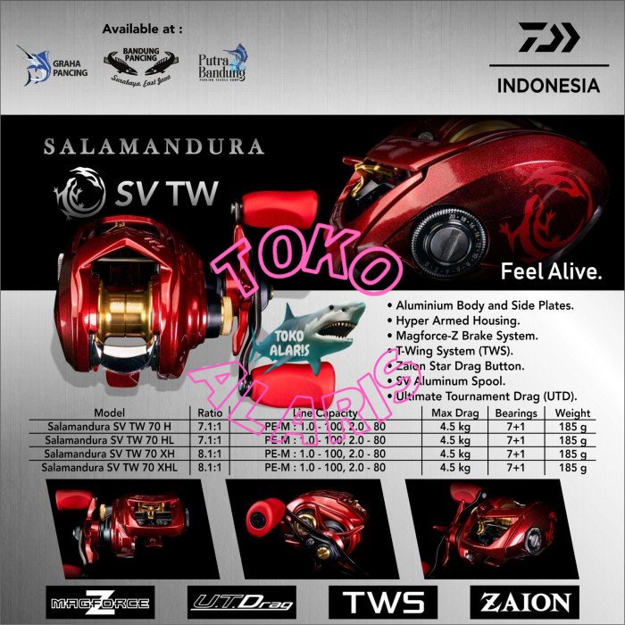 REEL BC DAIWA SALAMANDURA SW TV 70 - 70H