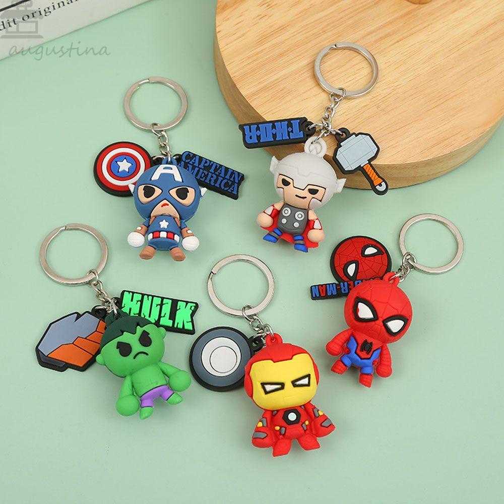 Augustina Marvel's The Avengers Keychain Pendant Perhiasan Iron Man Miniatur Captain America Gantungan Kunci Mobil Key Ring