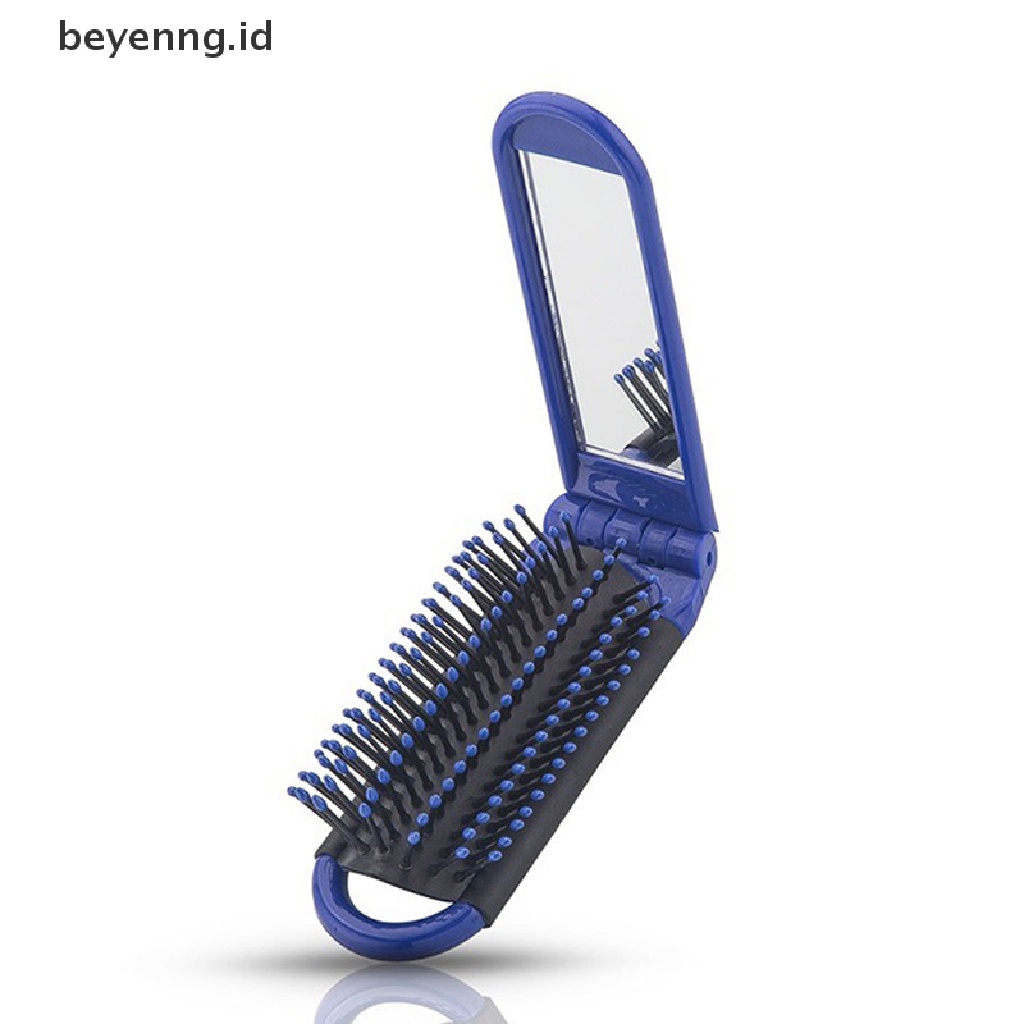 Beyen Sisir Rambut Travel Profesional Portable Sikat Rambut Lipat &amp; Cermin Compact Comb ID