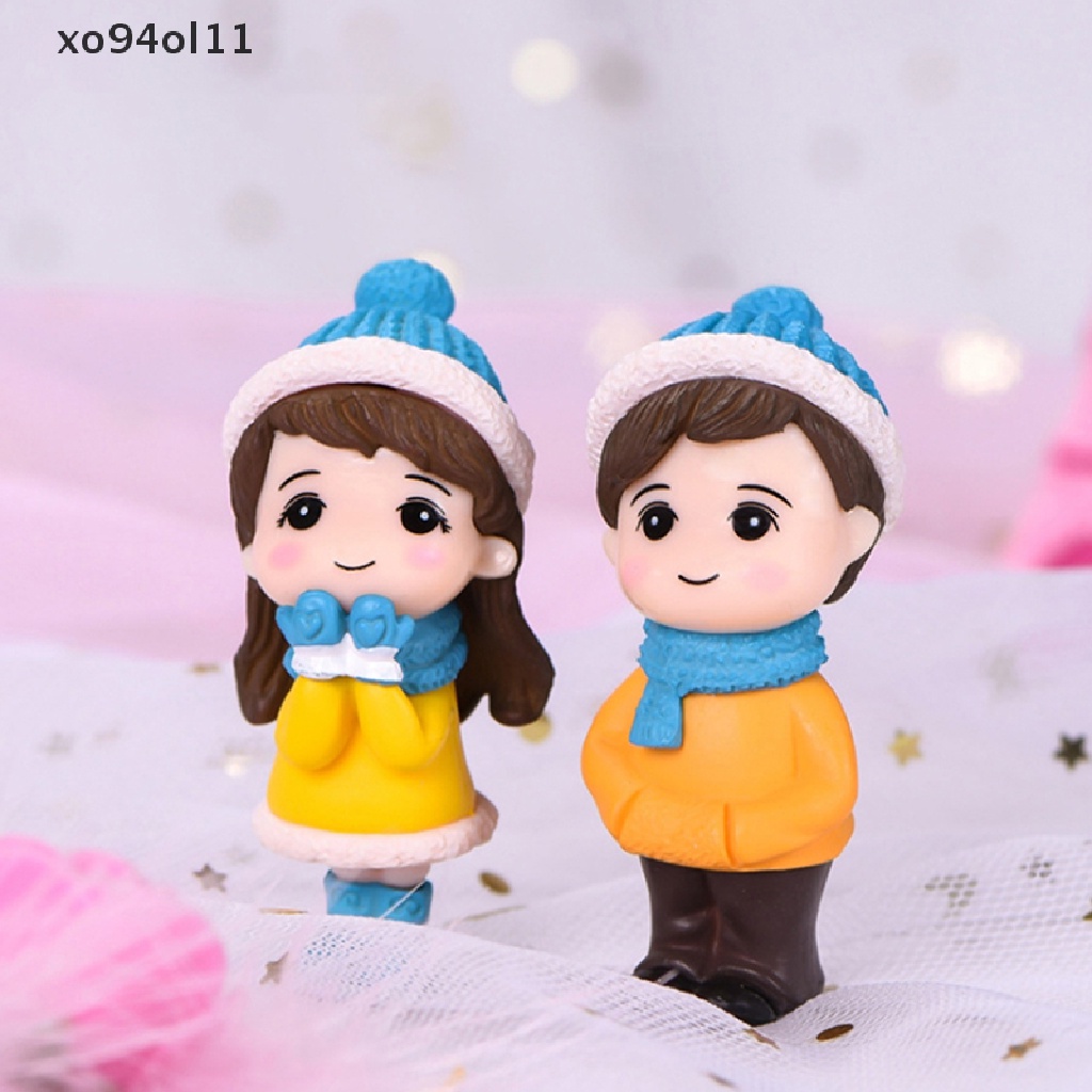 Xo 2pcs/set Boneka Pecinta Mini Model Angka Patung Taman Peri Lanskap Mikro OL