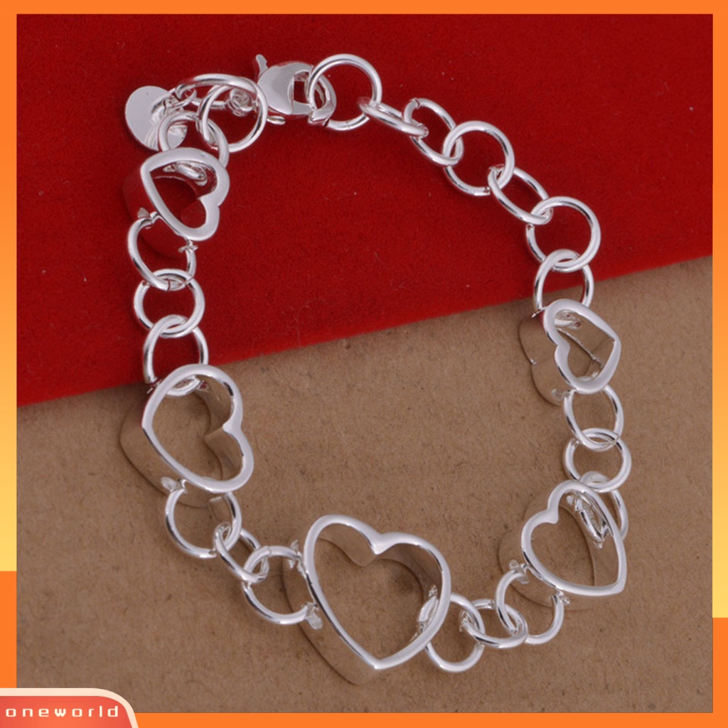 [ONE] 3 Pcs/Set Perhiasan Wanita Set Semua Pertandingan Pengerjaan Halus Menarik Trendi Indah Dress Up Paduan Bentuk Cinta Kalung Gelang Anting Hadiah Anniversary