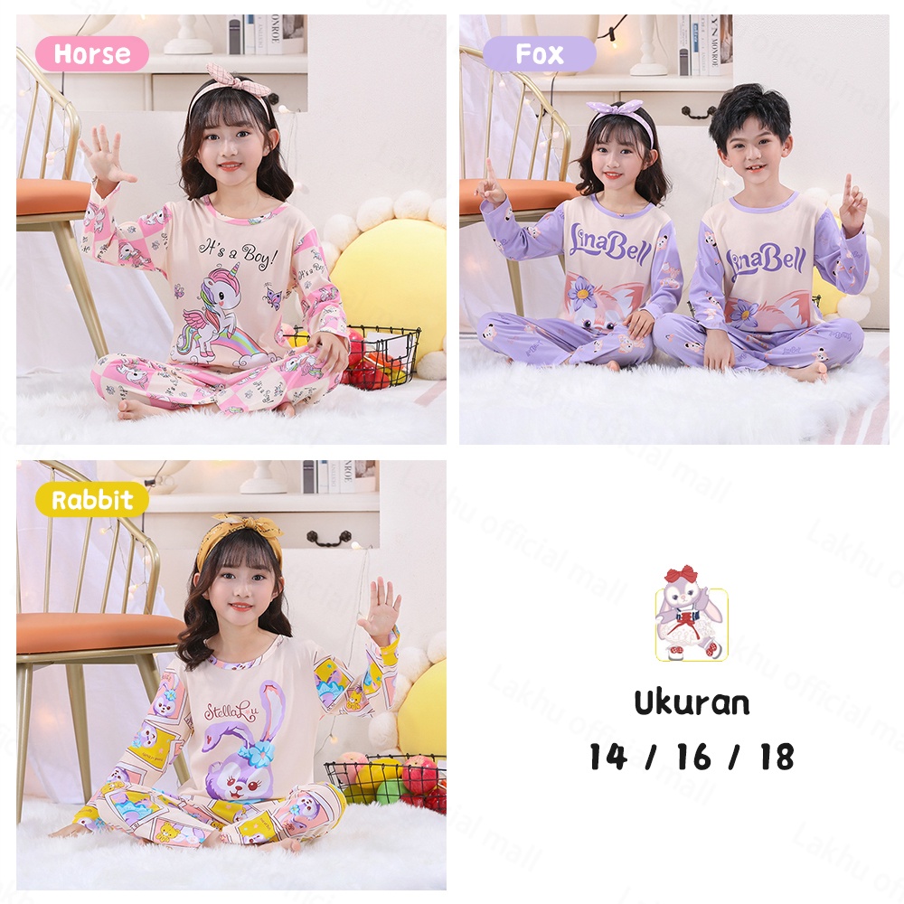 Lakhu Piyama Anak Baju Tidur Anak Perempuan Laki Laki Bahan Kaos Karakter Lucu