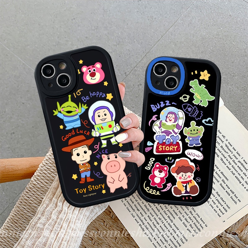 IPHONE Kartun Toy Story Alien Lovely Pig Phone Case Kompatibel Untuk Iphone7 8 Plus XR 11 Pro Max X7 8 6 6s Plus 14 13 12 Pro Max XS Max SE 2020 Cute Strawberry Bear Manyo Soft Tpu Cover