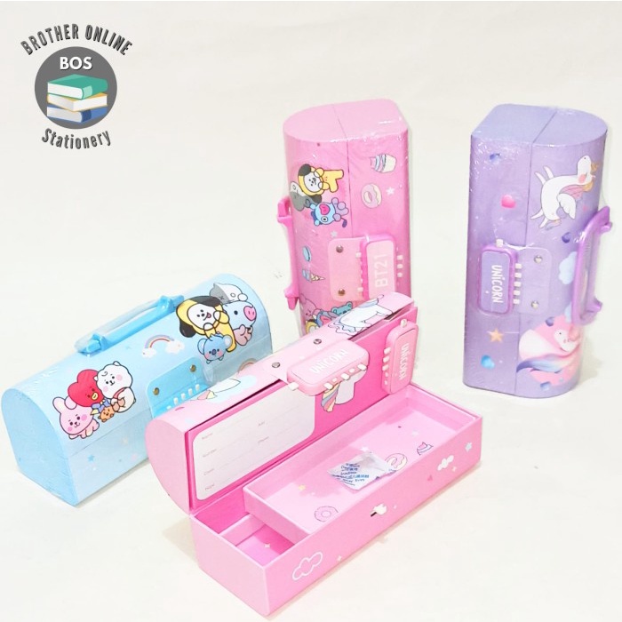 

BISA COD BOS Kotak Pensil Karton+Kunci Pin/Tempat Pensil/Pencil Case Locker /ALAT TULIS