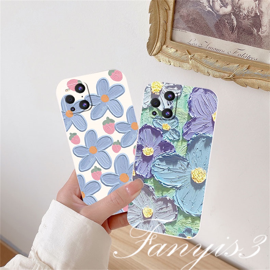 Redmi 12C A1 Plus Note 11 Pro+ 11 11s 10 10s 9 9s 8Pro 10A 10C 10 9C 9A 9T Xiaomi 11Lite 11TPro Poco X3Pro X3NFC Lukisan Cat Minyak Flowers Phone Case Silicon Soft Cover Pelindung