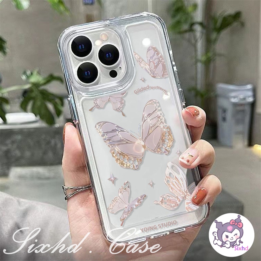 Oppo A78 A17 A57 A77s A17K A16 A15 A76 A96 A74 A55 A54 A53 A33 A32 A31 A9 A5 A5s A3s Reno 8Z 7Z 6Z 5Z 5 A94 A95 A93 A92 A77 A52 F1 Telepon Kupu-Kupu Sepuhan Fashion Bening Empuk Sarung