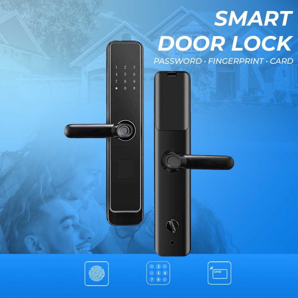 Kunci Pintu Elektrik Fingerprint Smart Door Lock Bluetooth Password Card XR24