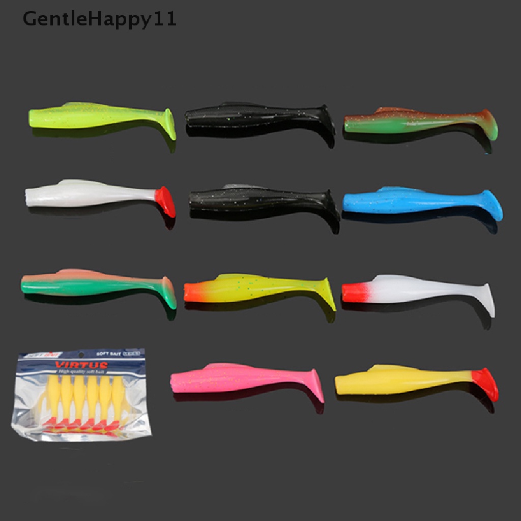 Gentlehappy 6pcs TPR Soft Lure 8cm Karet Pemikat Pancing Shad Swim s Silikon Umpan New id