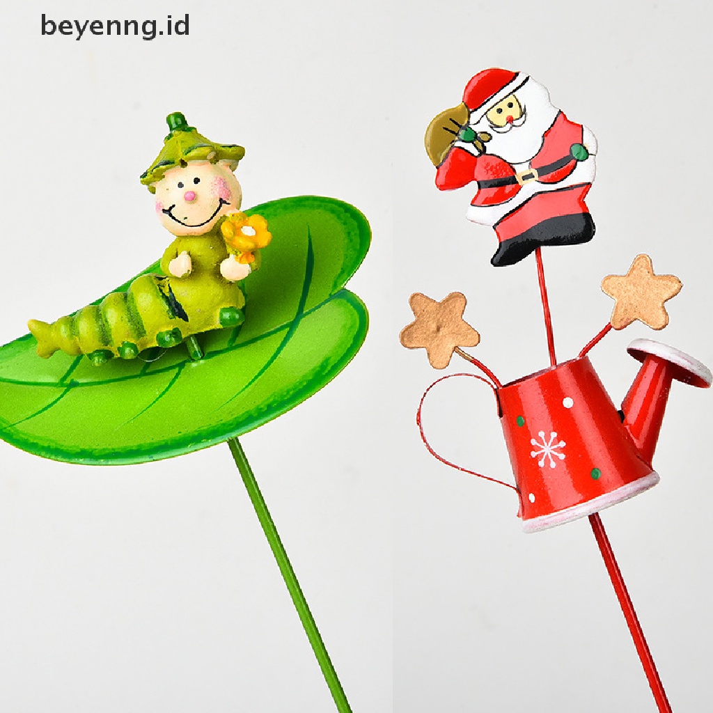 Beyen1per2 /4/5PCS Fairy Garden Picks Garden Pot Bunga Hias Taman Kerajinan Tangan Logam Decor ID