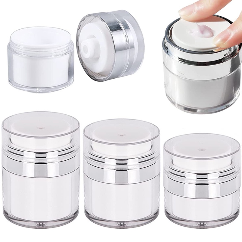 Pompa Airless Acrylic Portable Transparan Anti Bocor Cream Kosmetik Lotion Jar Antibiosis Debu-Bukti Vakum Isi Ulang Kosong Tekan type Botol Travel Alat Makeup