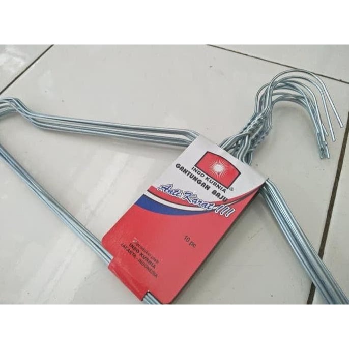 10 PCS - GANTUNGAN HANGER BAJU STAINLESS / HANGER KAWAT BAJU CELANA SET ISI 10 PCS