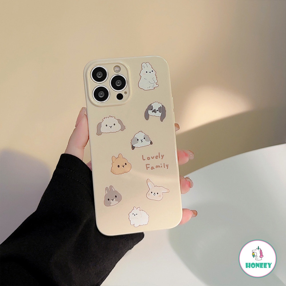 IPHONE Casing Ponsel Kartun Kartun Anak Anjing Kelinci Kucing Bunny Friends Lucu Untuk Iphone14 13 12 11 Pro Max14 Plus Case Kawaii Sweet Gloss Soft Cover