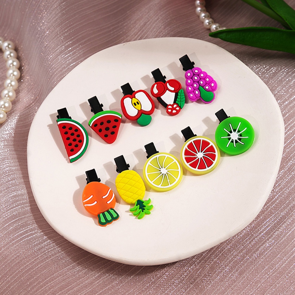 10 Pcs Lucu Fashion Bayi Perempuan Hewan Kartun Sisi Klip Anak Icecream Jepit Rambut Fruits Hair Clip