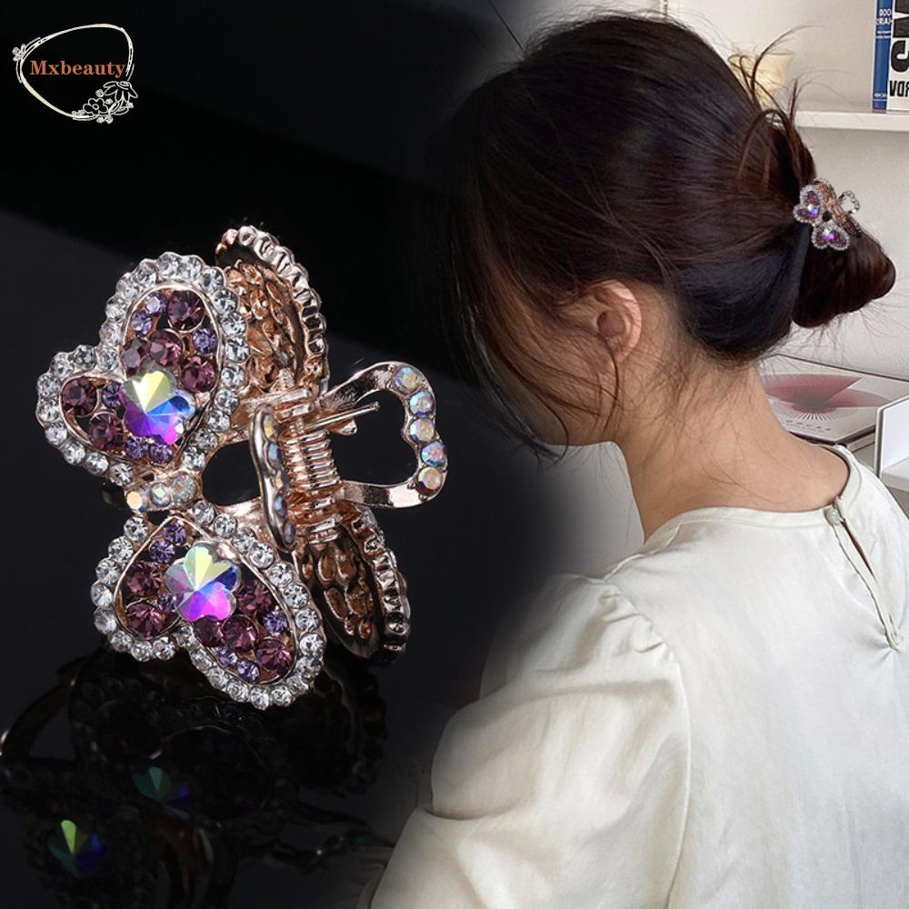 Mxbeauty Butterfly Hair Claw Anggun Manis Lucu Jepit Rambut Logam Berlian Bertatahkan Alloy Gaya Korea Aksesoris