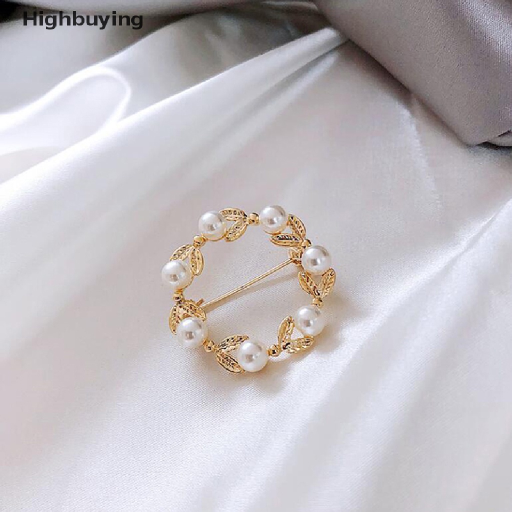 Hbid Mutiara Daun Bros Geometris Cincin Bros Kepribadian Perhiasan Jas Jaket Pin Tas Gaun Kerah Pin Aksesoris Baju Glory