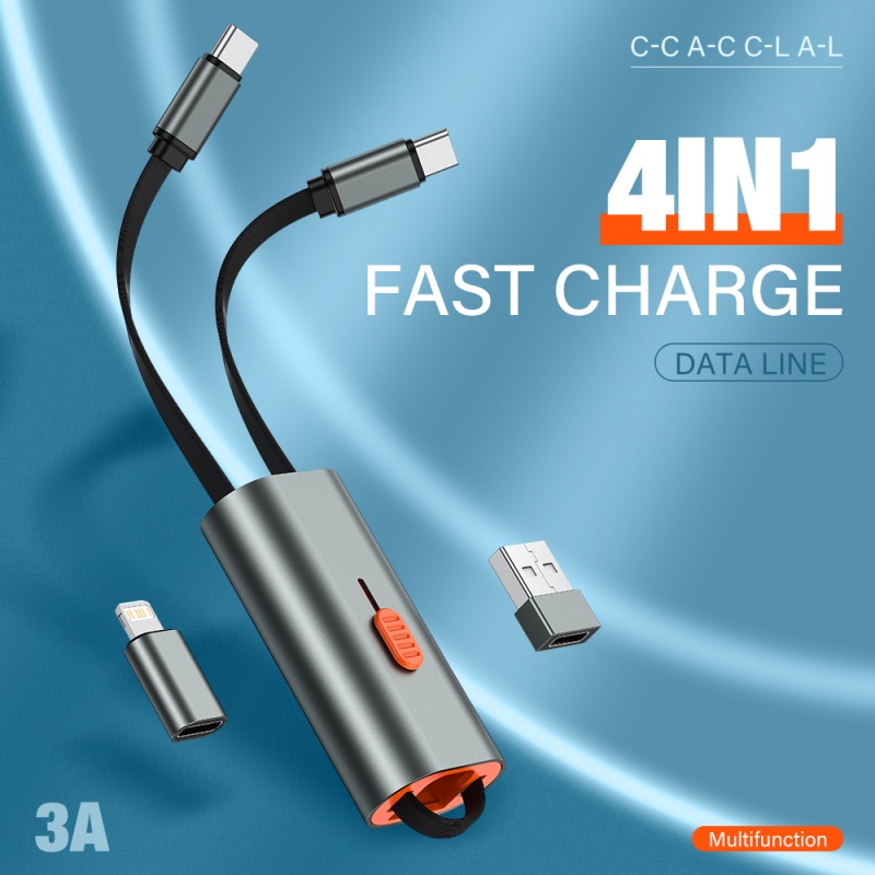 Pd 60W 4in1 3A Tipe C to USB C lightning Kabel USB Untuk iPhone 13 12 11 Pro Macbook Samsung S20 Fast Charging Data Wire