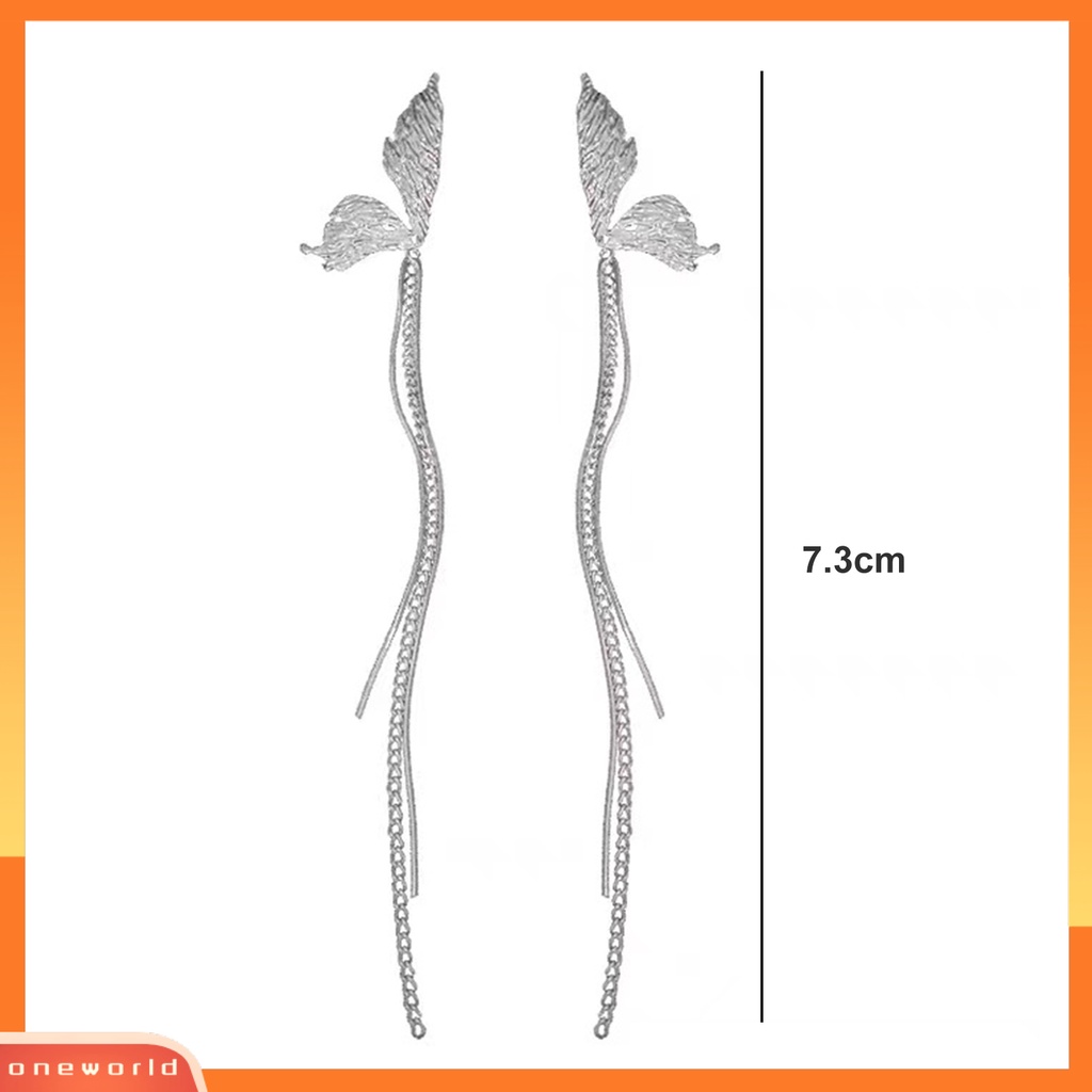 [EONE] 1pasang Menjuntai Anting Eye-catching Pengerjaan Halus Geometris Elektroplating Temperamen Dekorasi Bermutu Tinggi Kupu-Kupu Berlian Imitasi Rumbai Anting Fashion Perhiasan