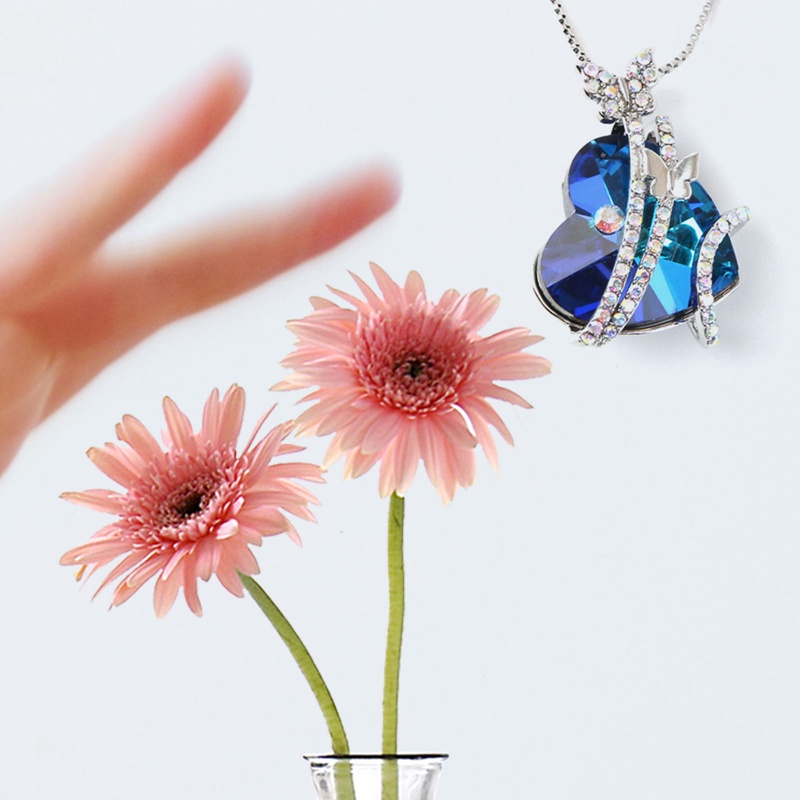 Fashion Mewah &quot;Ibu&quot; Liontin Kalung Biru Hati Kristal Perhiasan Wanita Anniversary Ulang Tahun Natal Hari Ibu Hadiah