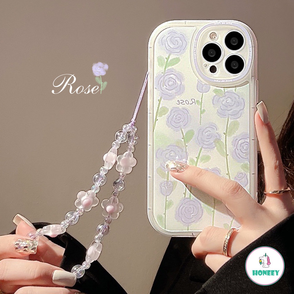 Purple Rose Gelang Lucu Kartun Ponsel Case Untuk iPhone XR XSMAX SE 7 8 14 Plus X 13 11 14 Pro Max 12 Pro Shockproof Back Cover