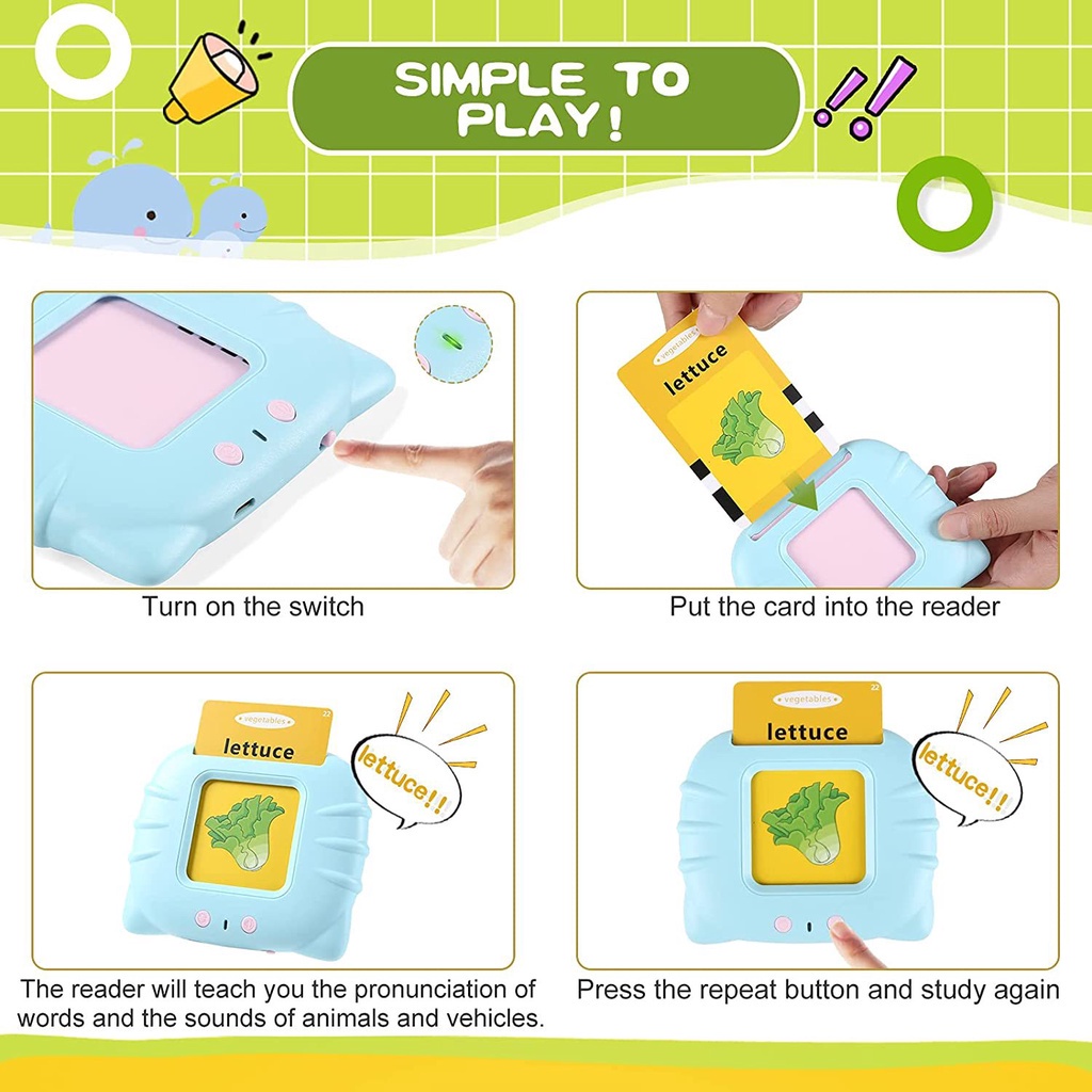 【COD】Card Early Education Bilingual Device / Mainan Flash Card Bersuara Alat Bantu pengenalan kosakata Bahasa Inggris Flash card reader