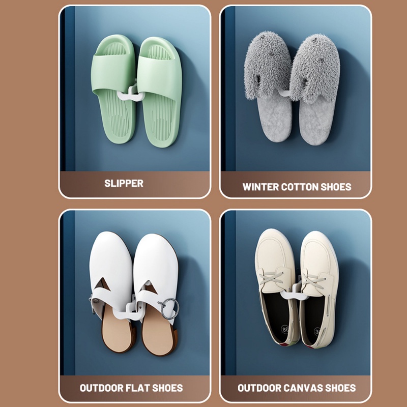 Kait Penyimpanan Sandal Geometri Perekat Diri Dinding Portable/Rak Gantung Sepatu Hemat Tempat/Alas Kaki Serbaguna Rumah Organize Hooks