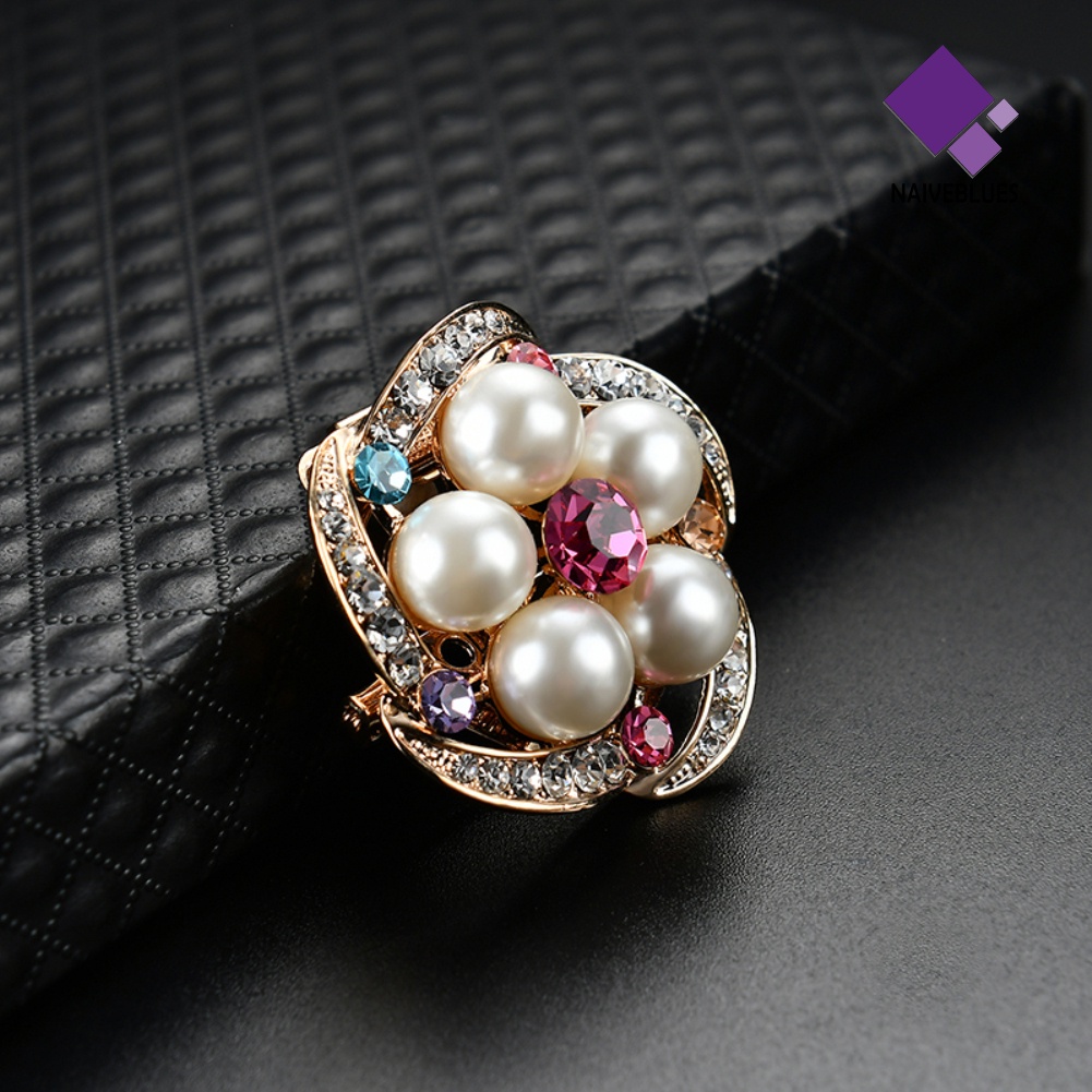&lt; Naiveblues &gt; Perhiasan Wanita Breastpin Capung Bunga Shiny Zircon Faux Pearl Brooch