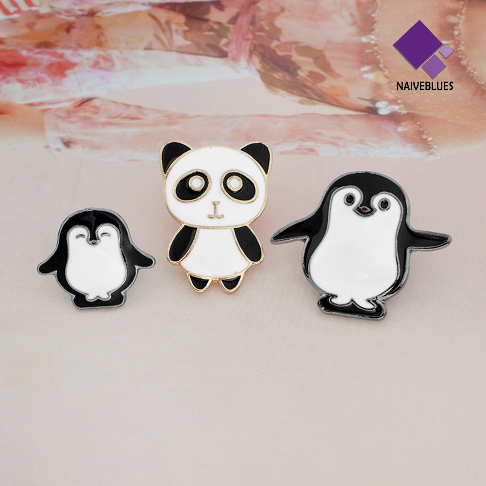 &lt; Naiveblues &gt; Bros Enamel Panda Pinguin Lucu Wanita Kartun Kancing Lencana Lapel