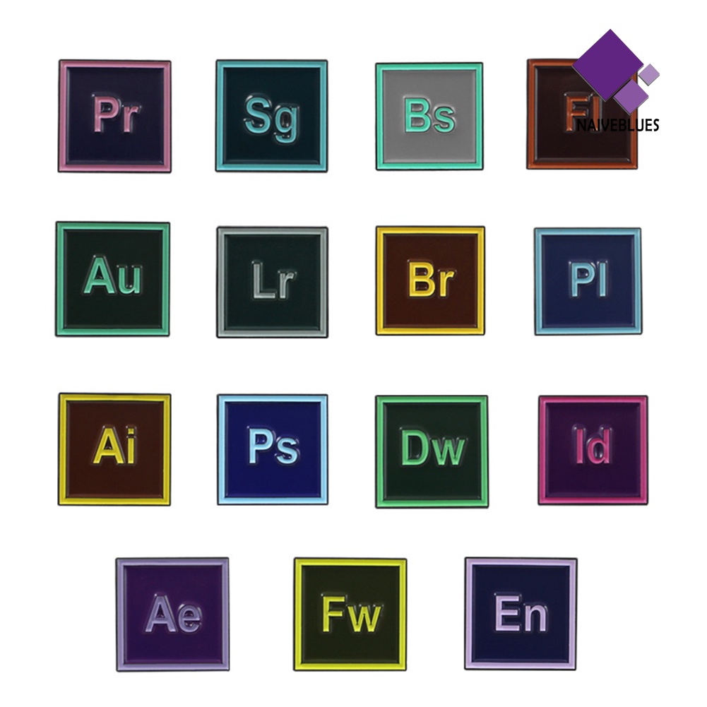 &lt; Naiveblues &gt; Fashion Unisex Lr Bs Huruf Square Enamel Pin Jaket Lencana Dekorasi