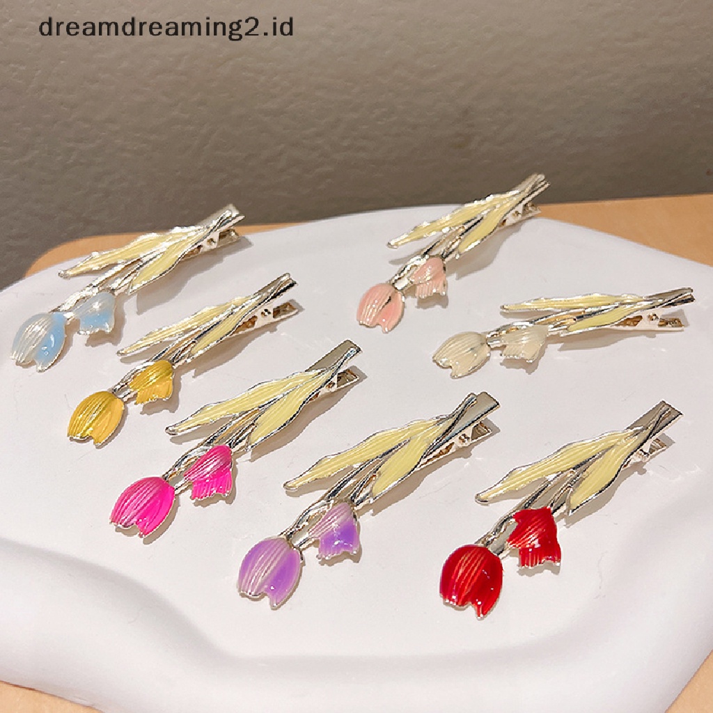 (dream) Jepit Rambut Poni Hair Clip Bentuk Bunga Tulip Fashion Untuk Hadiah Wanita//