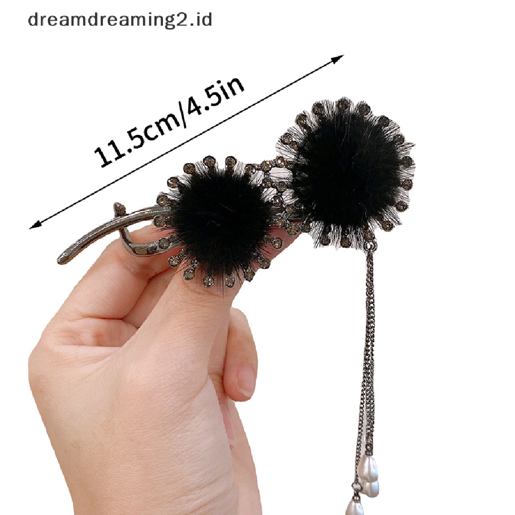 (dream) 1pc Hairball Rumbai Jepit Rambut Rhinestones Twist Clip Hair Clip Wanita Hiasan Kepala Gadis Hairgrip Aksesoris Rambut//