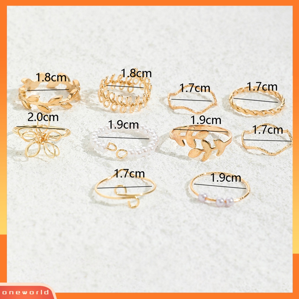 [EONE] 10pcs Cincin Jari Berongga Keluar Bunga Wanita Bohemian Electroplating Knuckle Rings Untuk Pesta