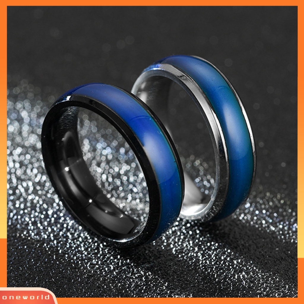 [EONE] Cincin Couple Berubah Warna Electroplating Temperature Sensing Sealing Glaze Hadiah Anniversary Bebas Alergi Tidak Luntur Suhu Klasik Mood Ring Untuk Pakaian Sehari-Hari