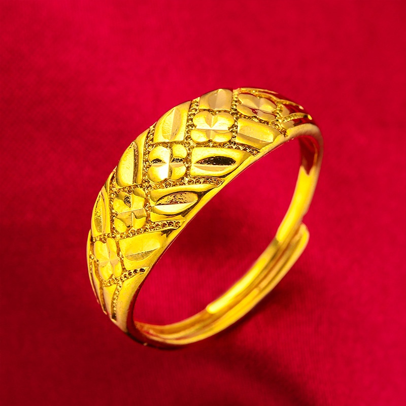 Goldkingdom Perhiasan Fashion 24K Bangkok Aksesoris Ready Stock Cincin Berlian Terbuka Wanita Cinta Serbaguna Cincin Lapis Emas