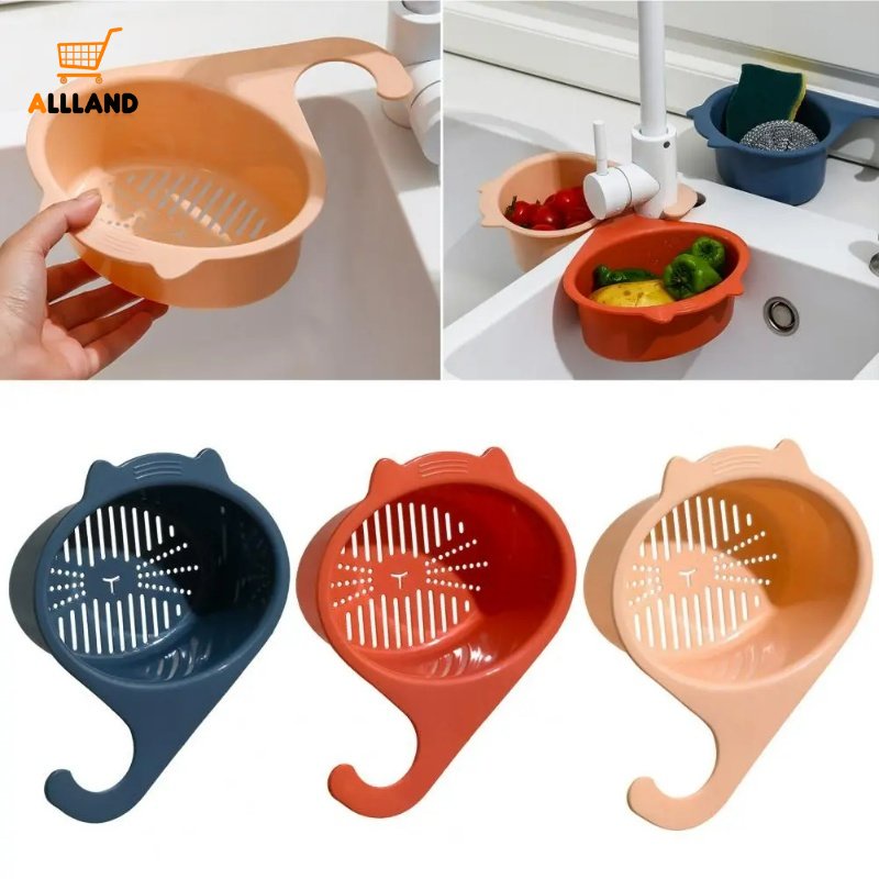 Keranjang Tiris Wastafel Bentuk Angsa Kucing/Rak Pengering Gantung Sayur Buah/Sisa Sup Saringan Sampah Gadget Dapur