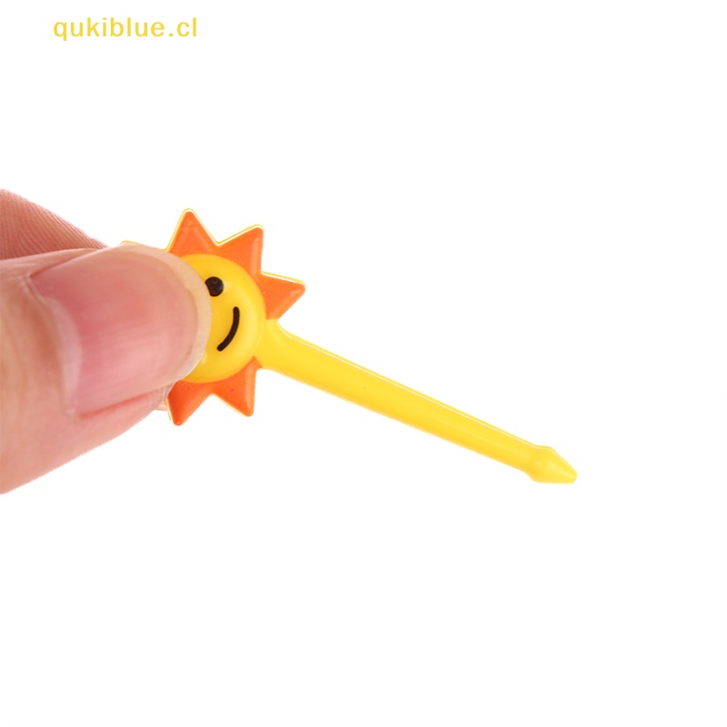 Qukiblue 8pcs Set Garpu Buah Hewan Kartun Mini Anak Snack Kue Dessert Stick Tusuk Gigi cl