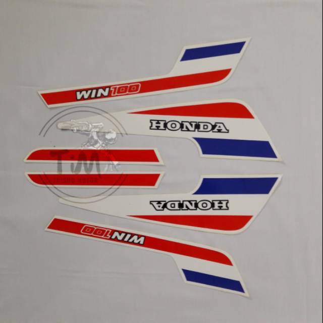 striping sticker stiker lis list polet body Honda WIN100 win putih list stiker honda win 100