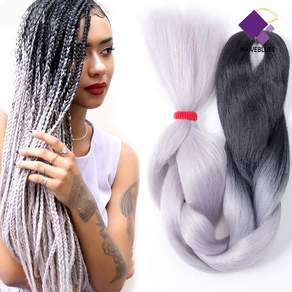 &lt; Naiveblues &gt; Wig Warna Gradasi Wanita Fashion Braided Hair Extension Club