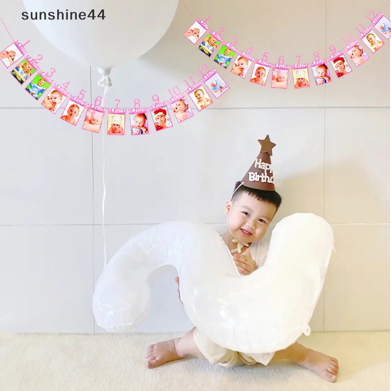 Sunshine Banner Bingkai Foto Happy Birthday Untuk Dekorasi Pesta Anak Bayi Laki-Laki Perempuan My 1st ID