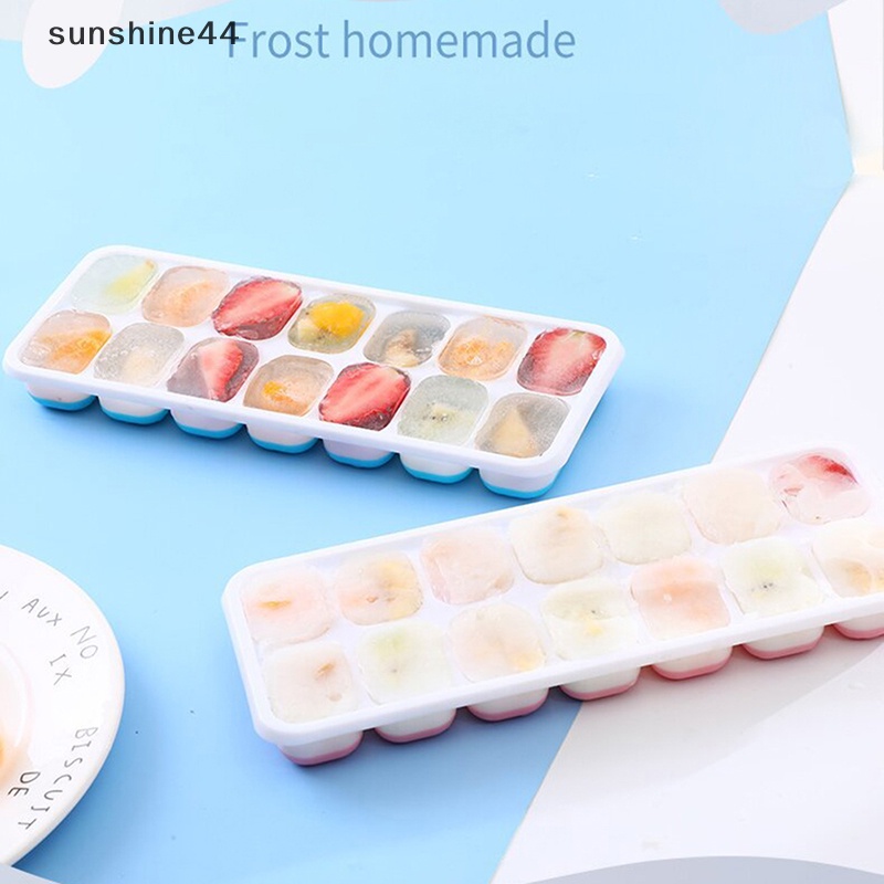 Sunshine 1Pc 14kisi Es Batu Silikon Cetakan Tray DIY Square Ice Tray Cetakan Aksesoris ID